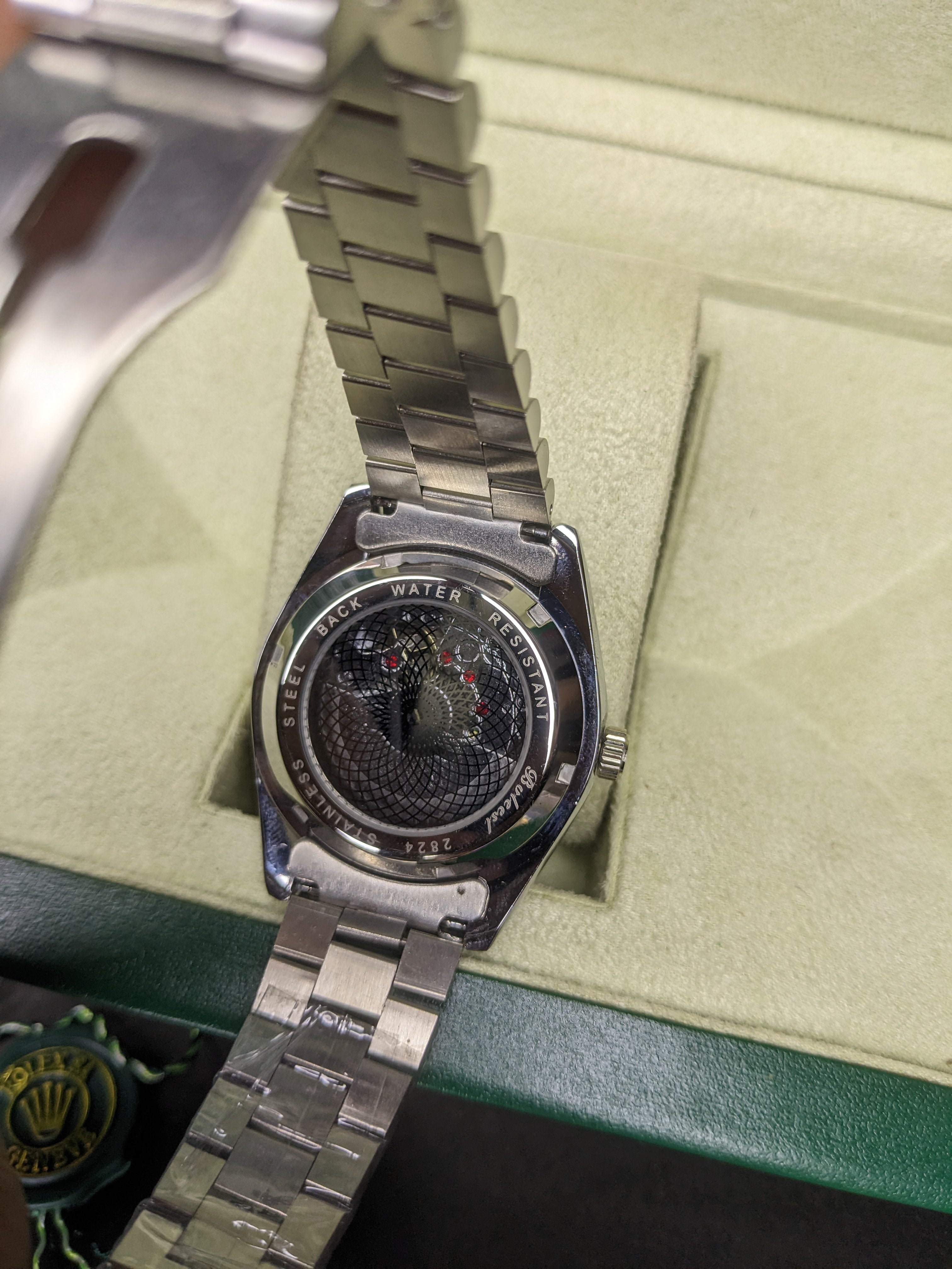 Rolex automatic movement silver with white dial