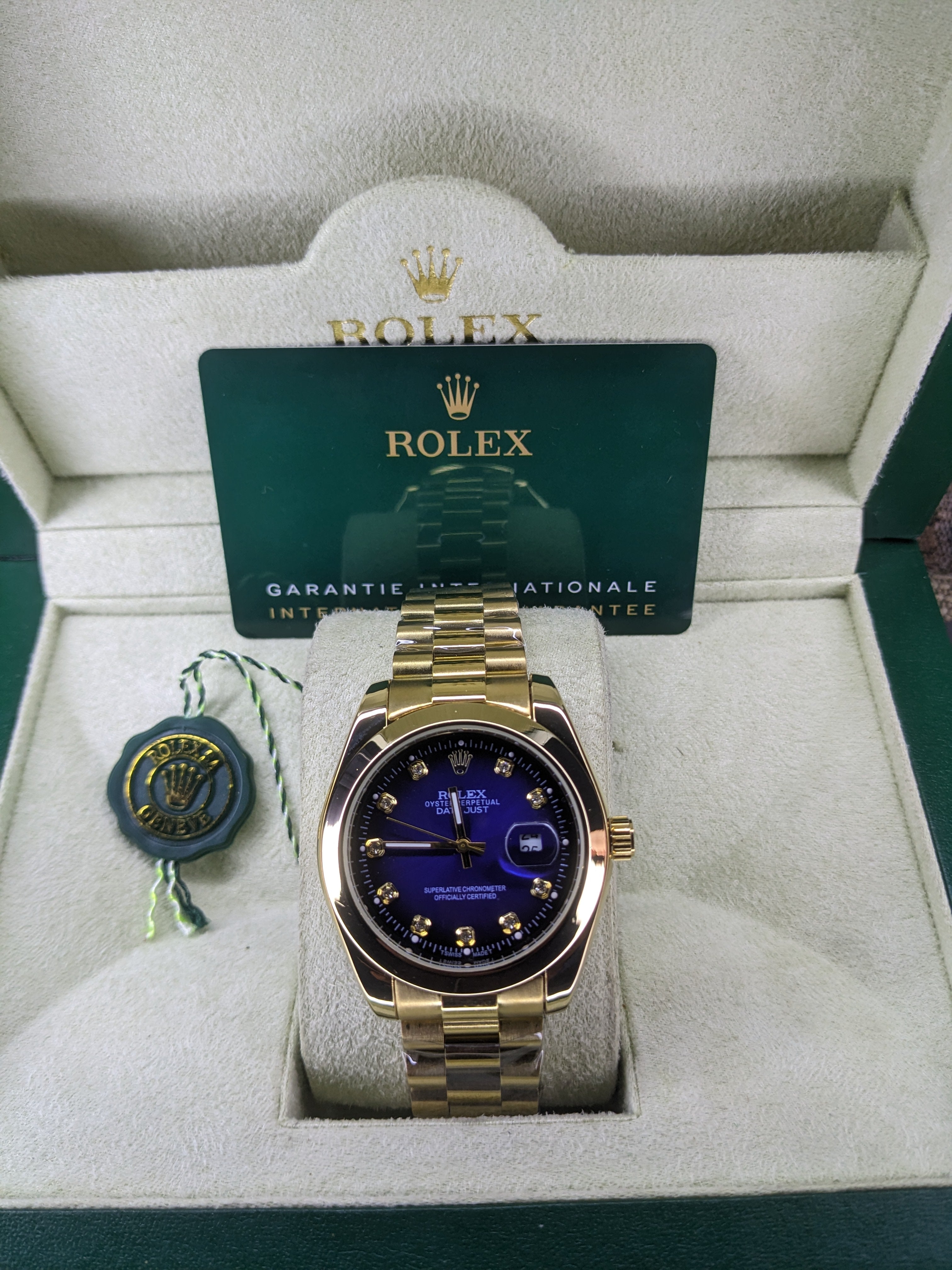 Rolex automatic movement silver with bule dial