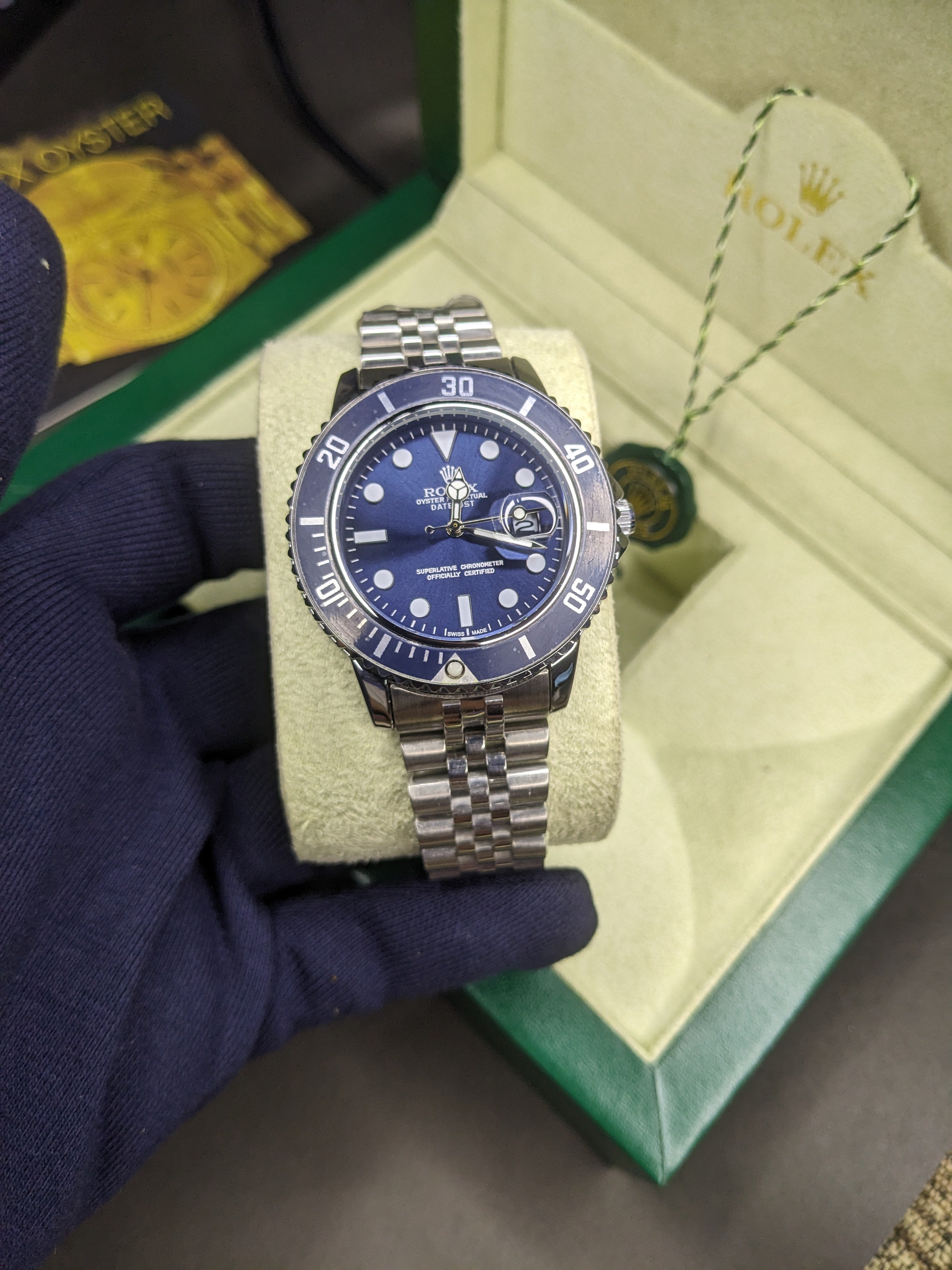 Rolex Submariner blue rotating dial with jublilee bracelet