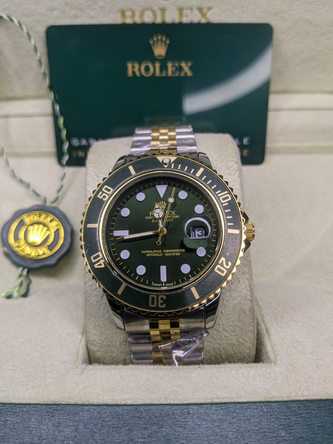 Rolex Submariner green rotating dial with jublilee bracelet