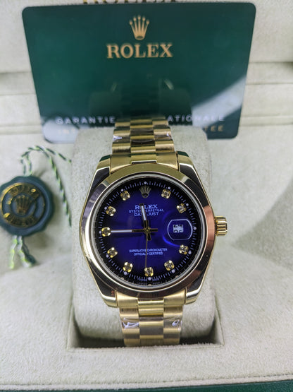 Rolex automatic movement silver with bule dial