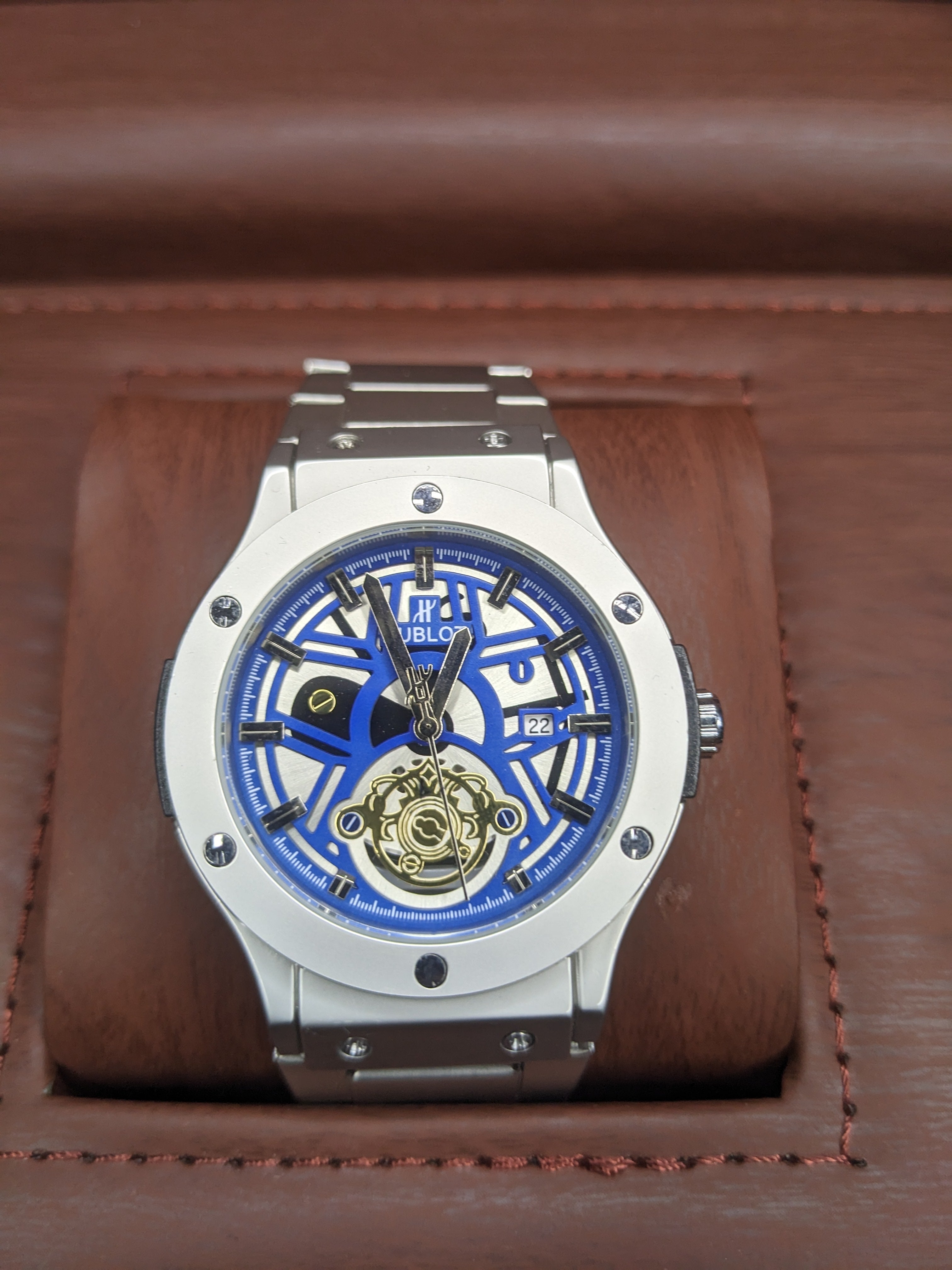 HUBLOT Geneve Master Lock with blue dial