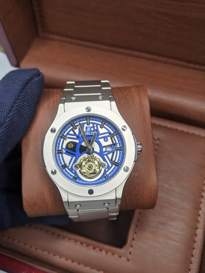 HUBLOT Geneve Master Lock with blue dial