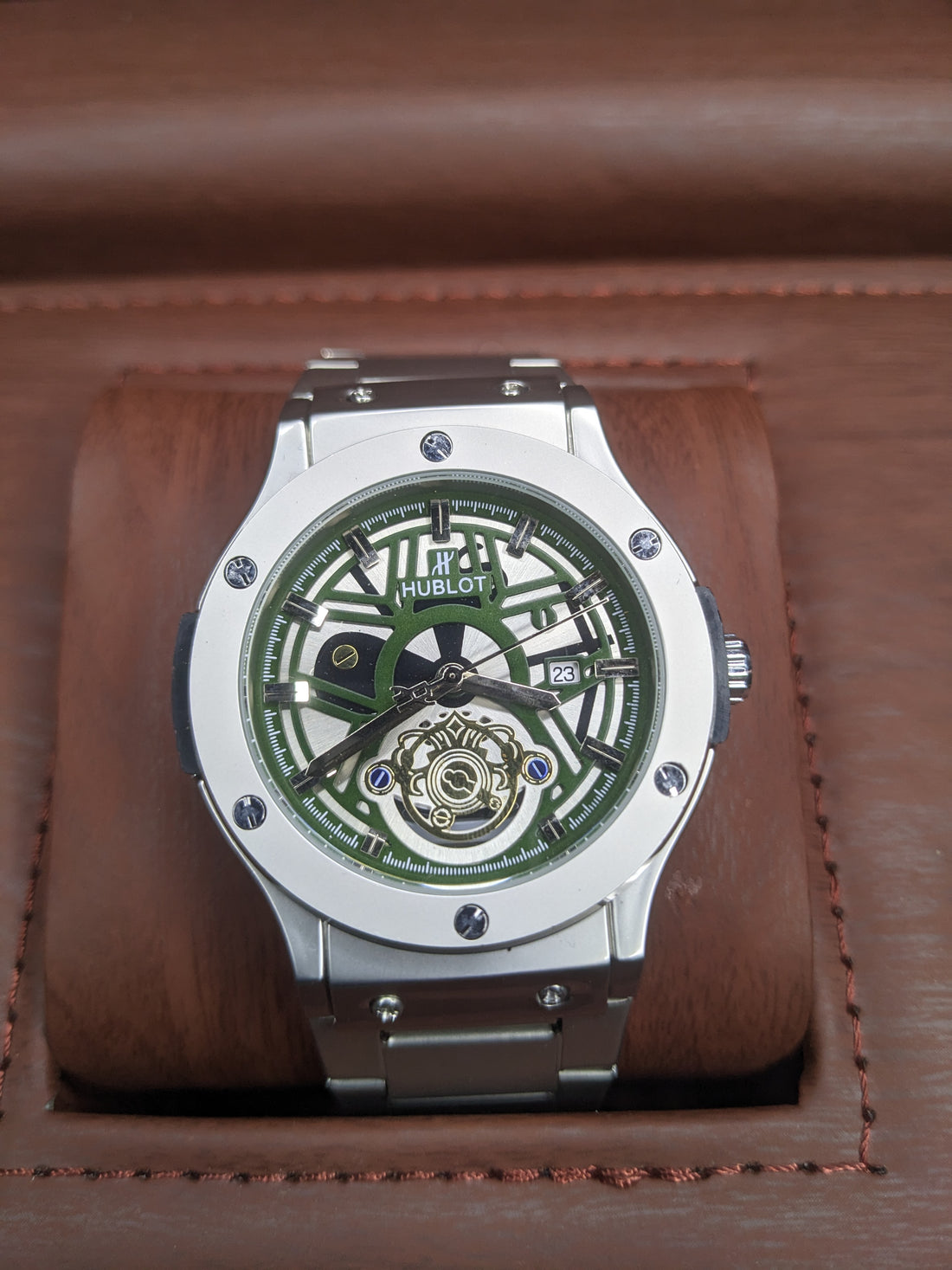 HUBLOT Geneve Master Lock with green dial
