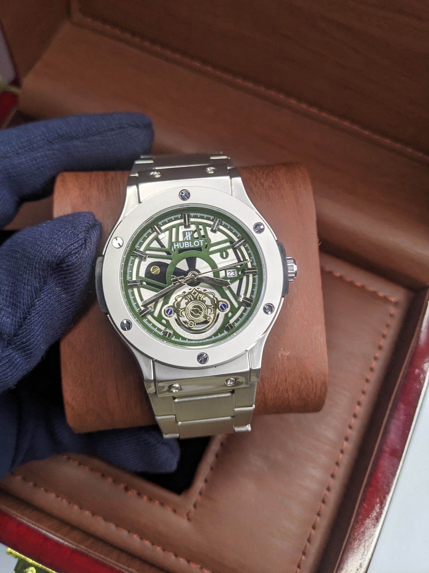 HUBLOT Geneve Master Lock with green dial