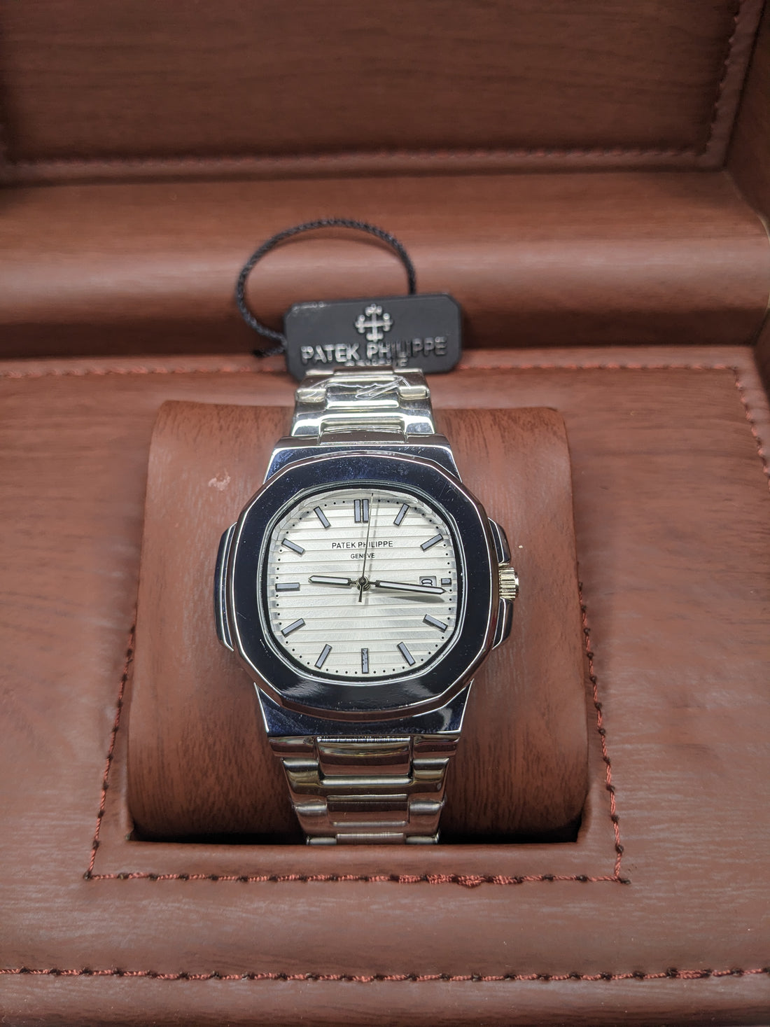 Patek philippe stainless steel With a horizontally  embossed dial