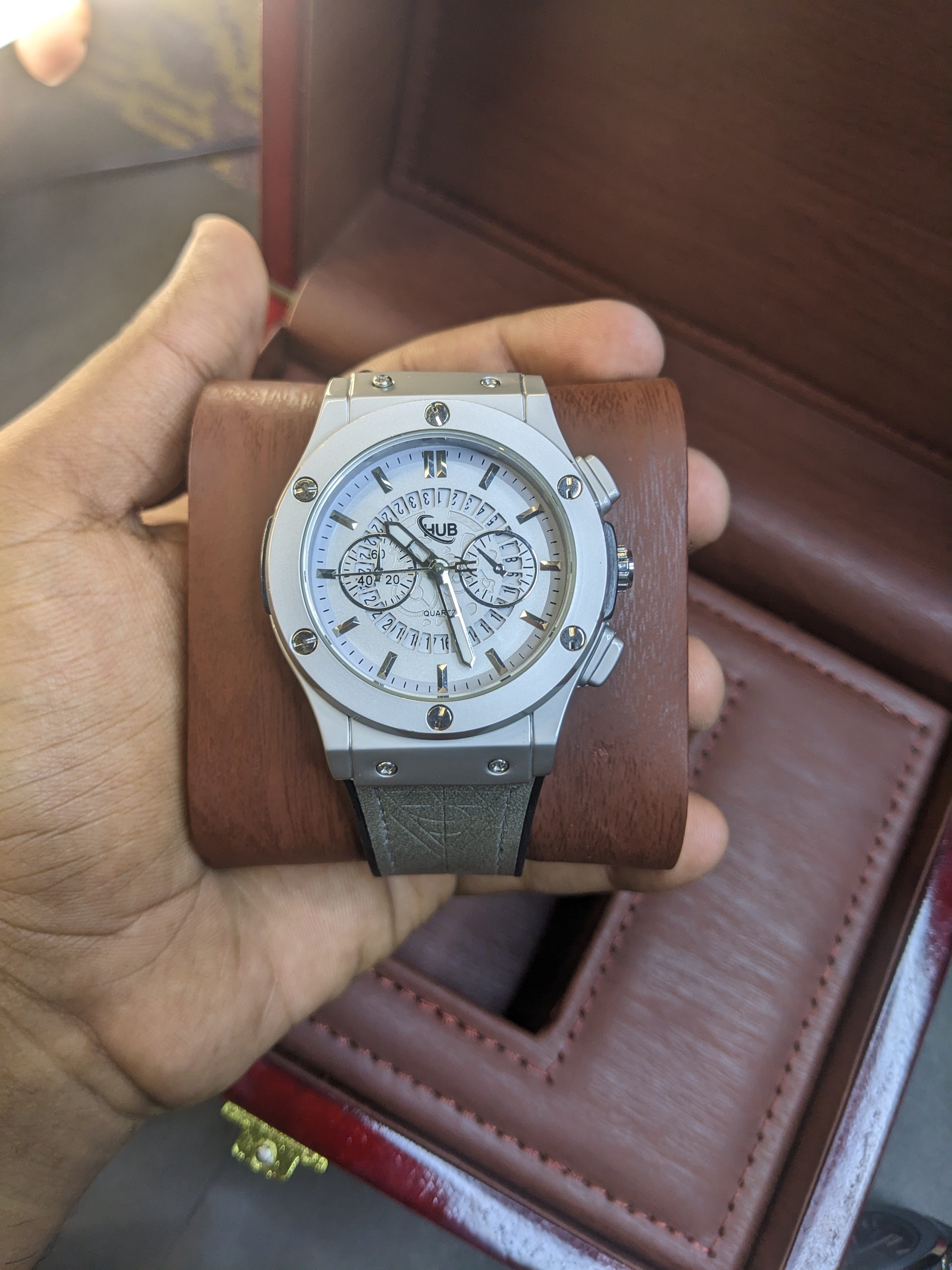 Hublot black scelton with gray strap