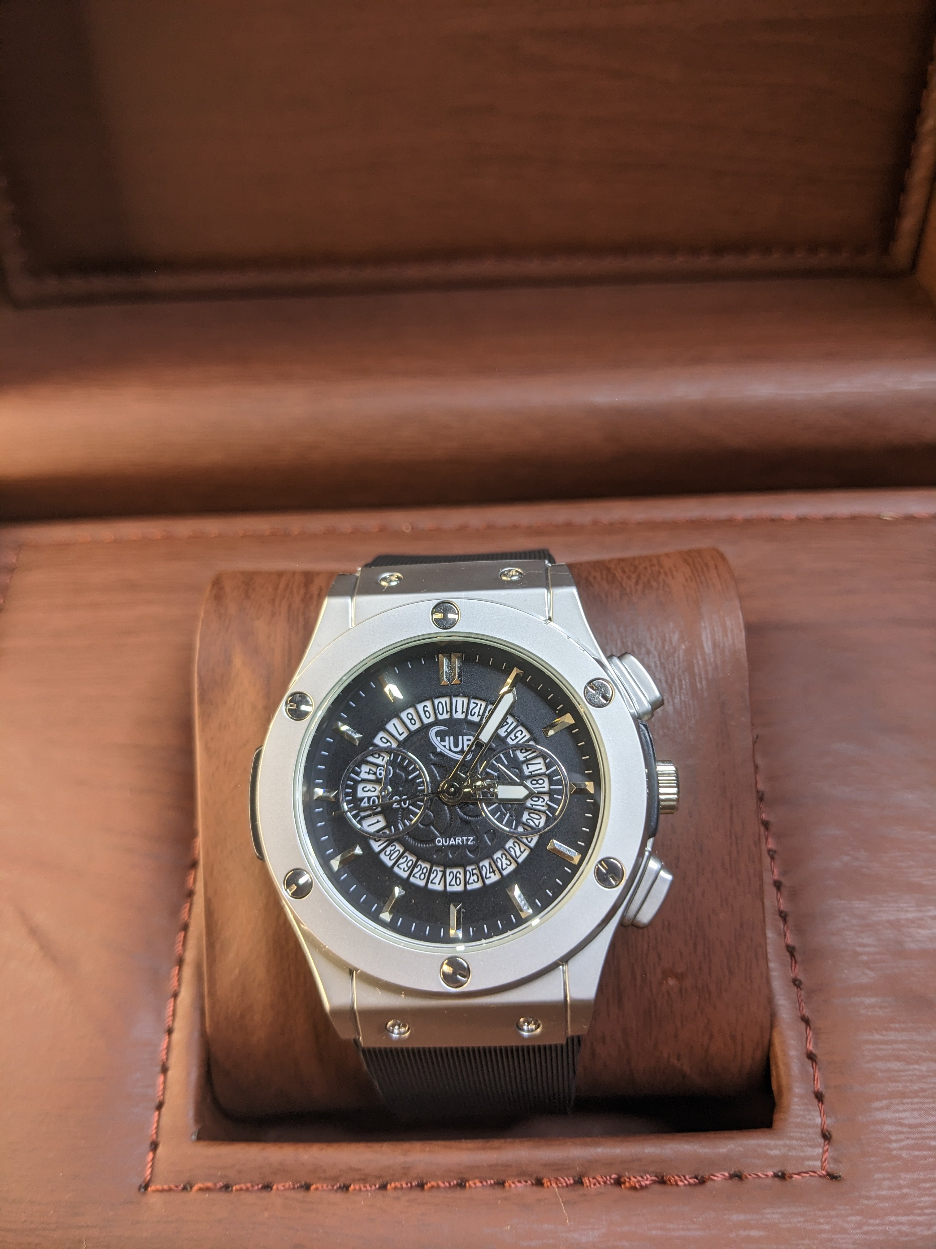 Hublot black scelton with silver dial