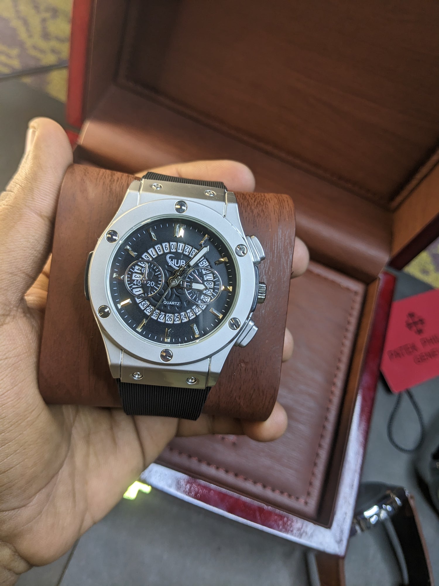 Hublot black scelton with silver dial