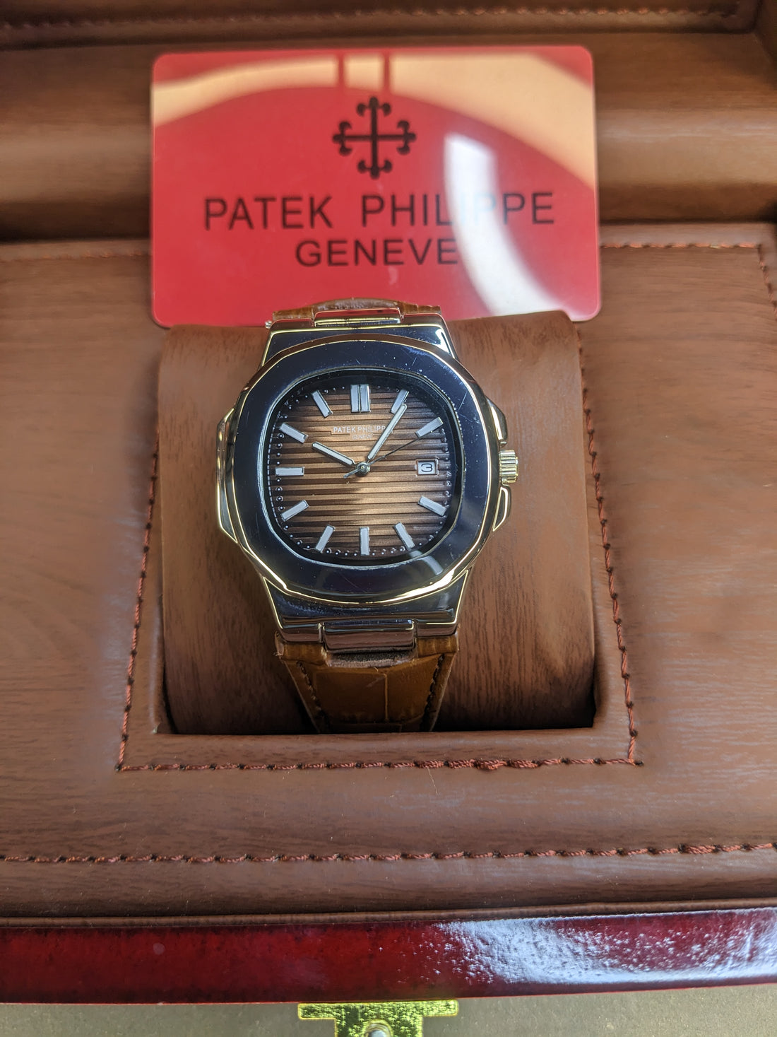Patek Philippe leather strip with brown dial
