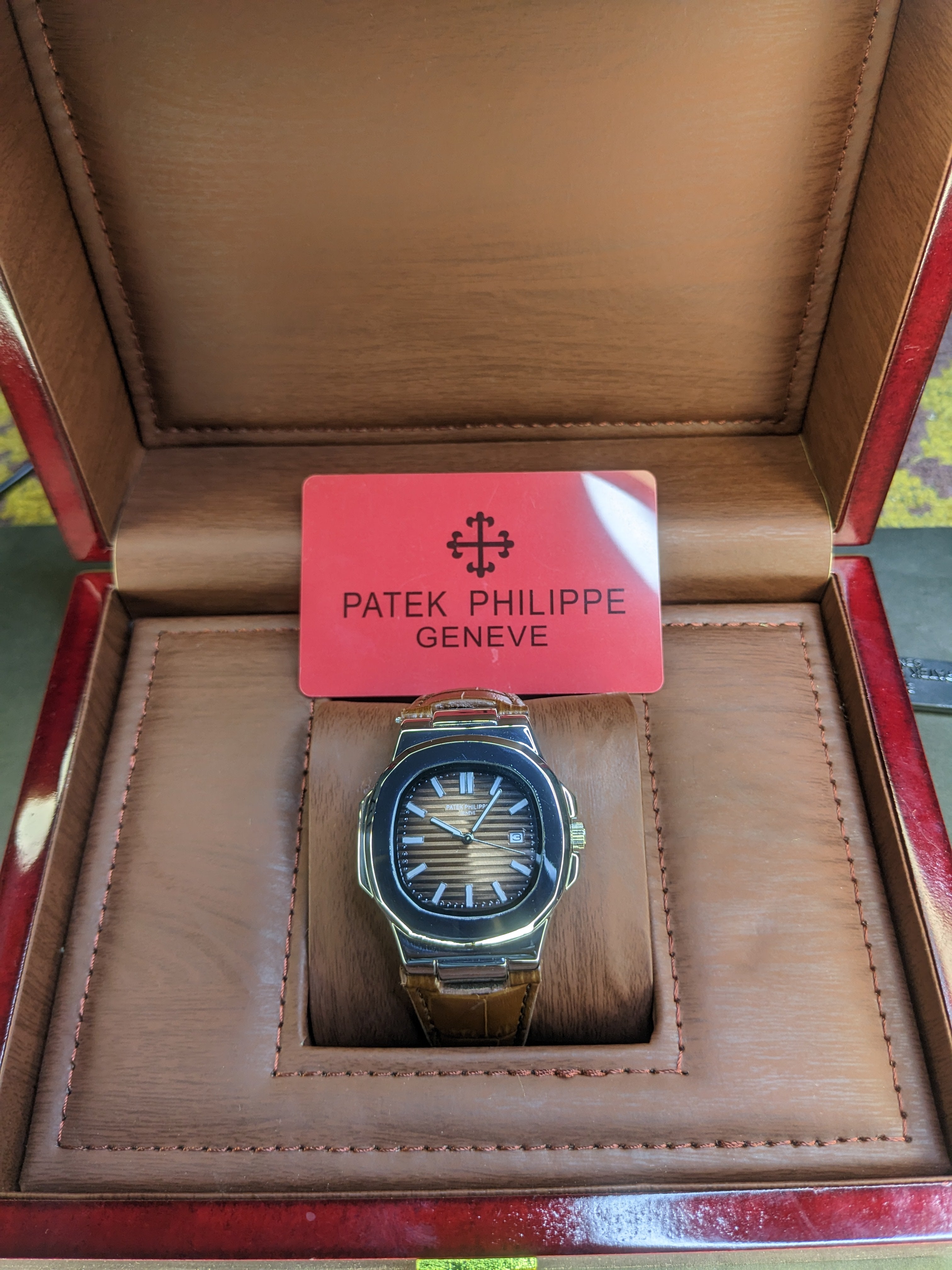 Patek Philippe leather strip with brown dial